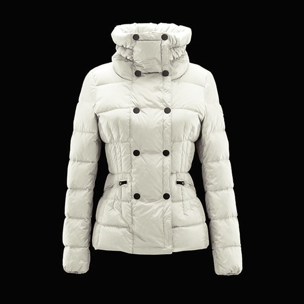 Moncler Donna Giù cappotto doppio petto bianco Presa M1048